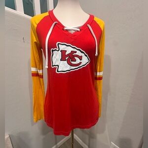 Women’s NFL Red and Yellow Long Sleeve Tee (Kansas City Chiefs)